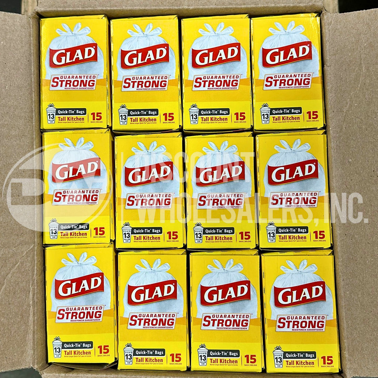 Glad Tall Kitchen Bags, Quick-Tie, 15 Bags (72 Pcs Lot)