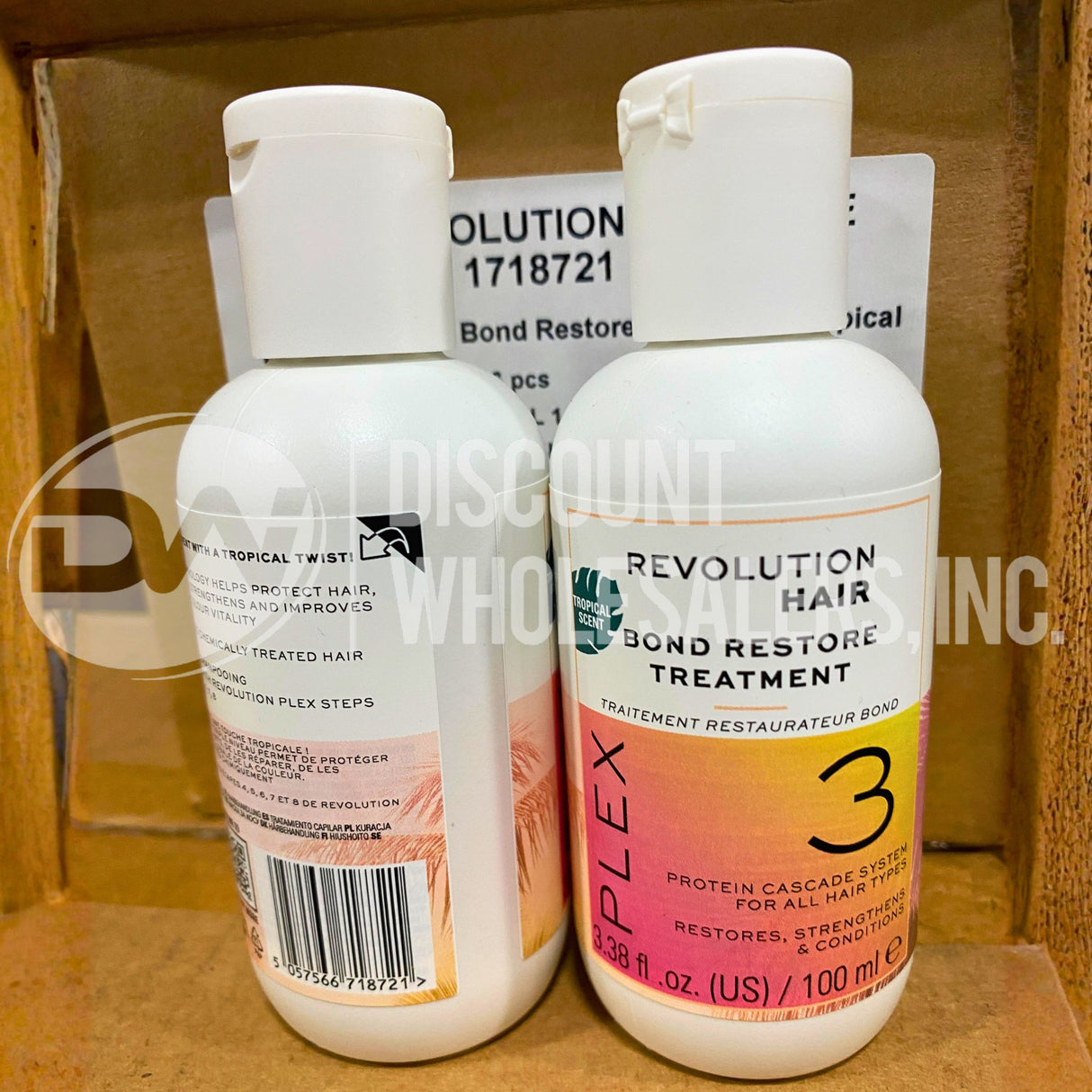 Revolution Hair Bond Restore Treatment Tropical Scent Plex 3 Protein Cascade System For All Hair Types 3.38 FL. (36 Pcs Lot)