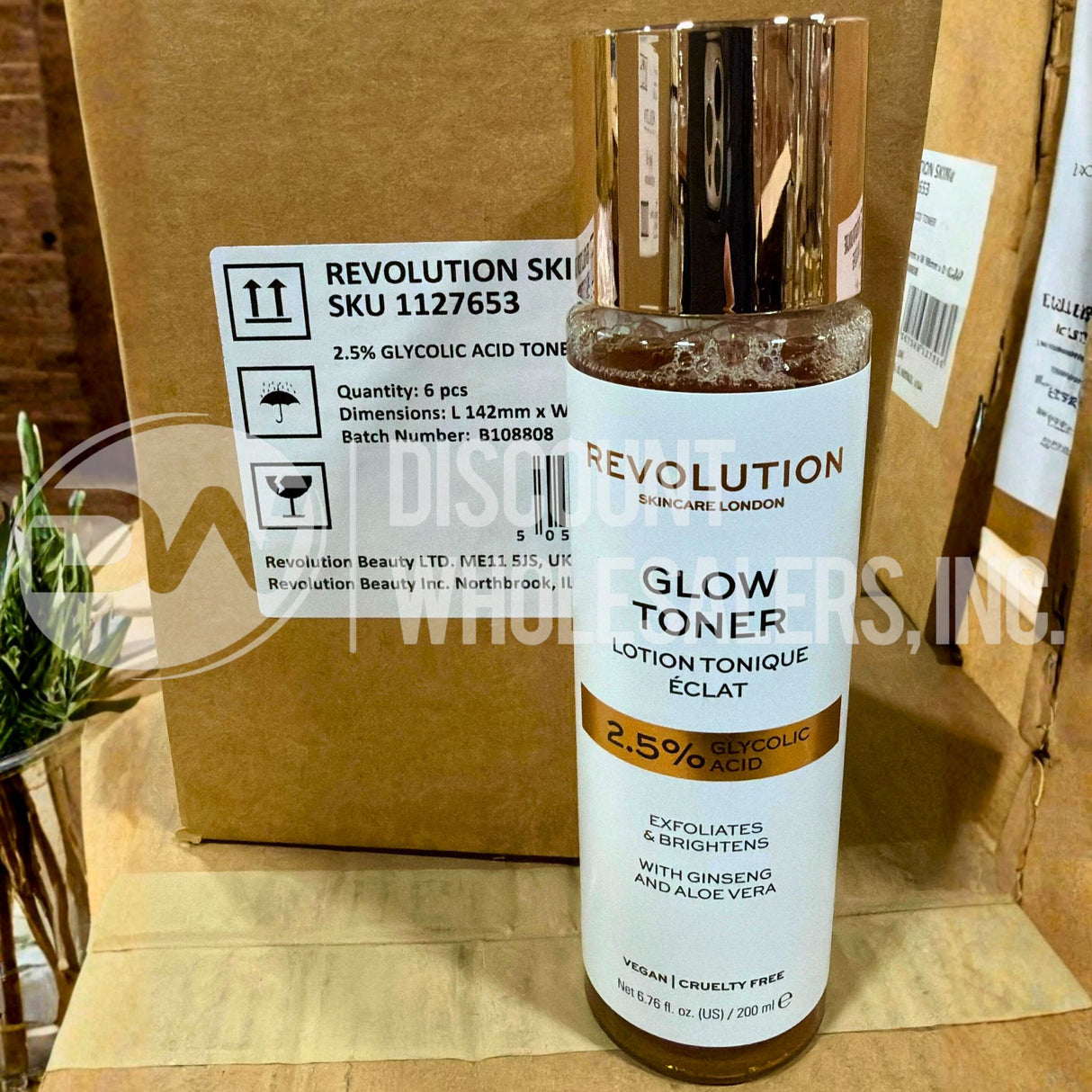 Revolution Skincare Glow Toner 2.5 % Glycolic Acid 6.76 Fl. Oz. (48 Pcs Lot)