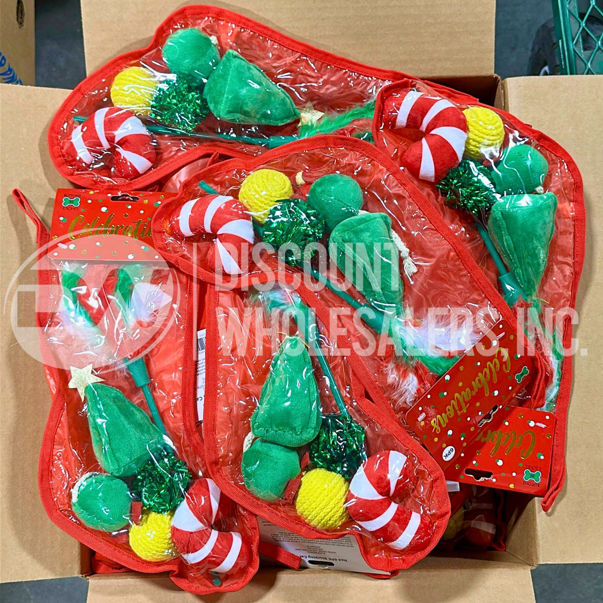 Celebrations Red 6Pk Stocking Cat Toy (89 Pcs Lot)