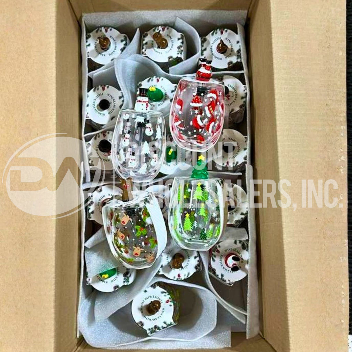 Wine Glass with Bottle Stopper Christmas Assorted (31 Pcs Lot)