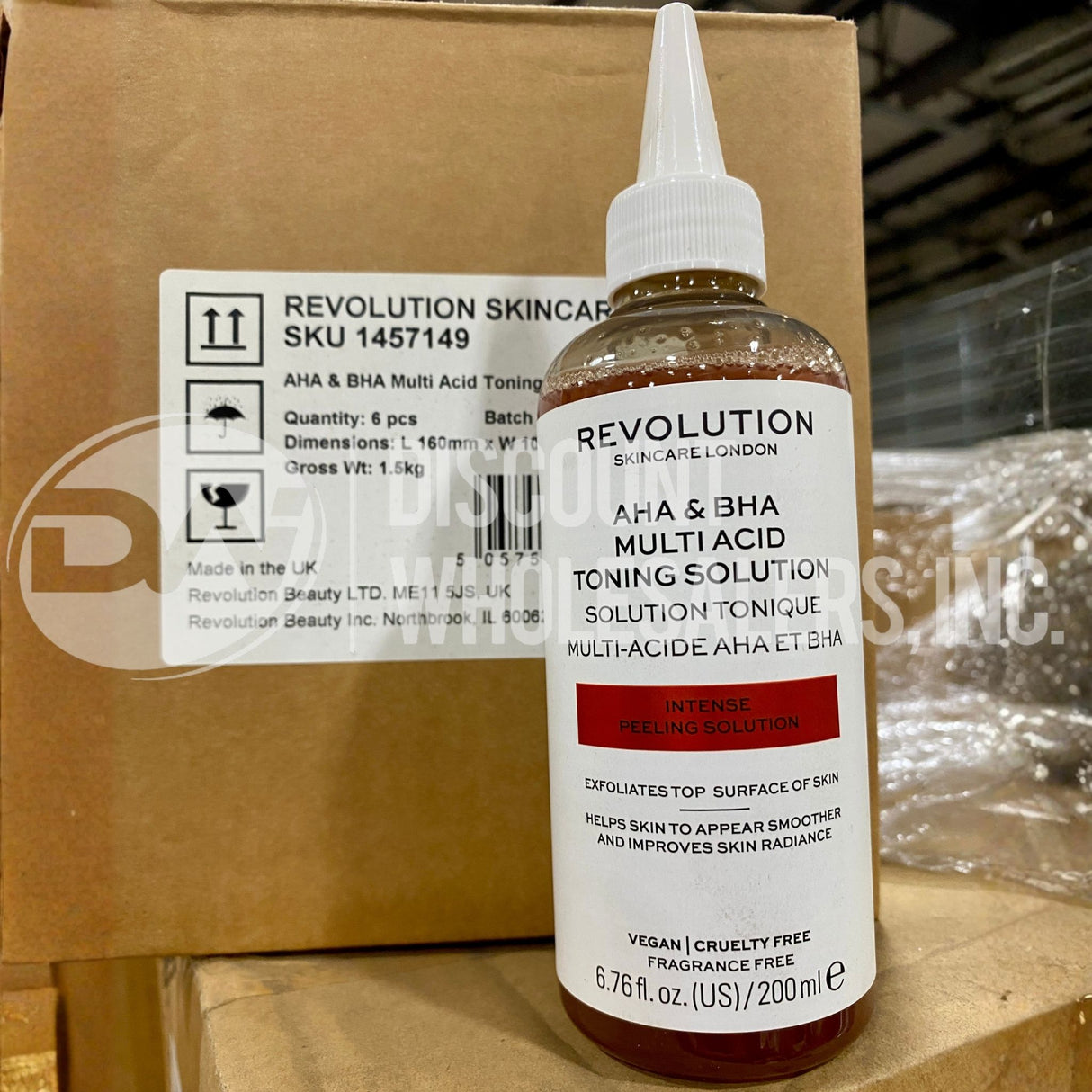 Revolution AHA & BHA Multi Acid Toning Solution Intense Peeling Solution, Exfoliates Top Surface of Skin 6.76 Fl. Oz. (60 Pcs Lot)