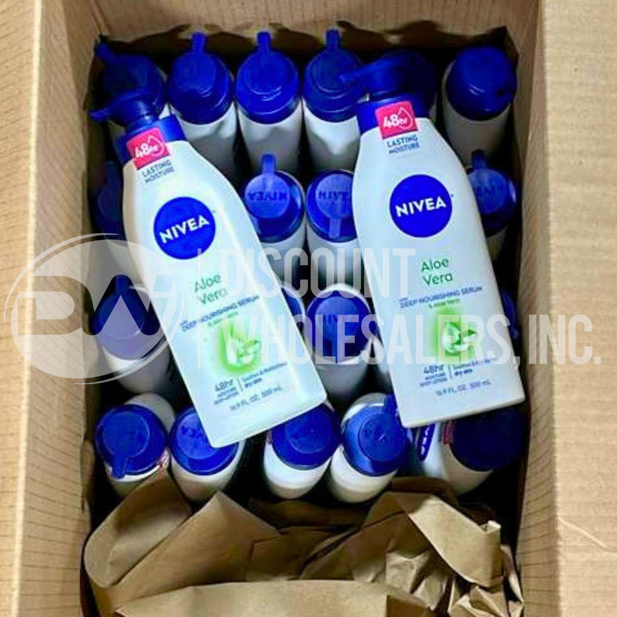 NIVEA Aloe Vera Body Lotion 48 Hr Moisture, Normal to Dry Skin, 16.9oz (75 Pcs Lot)