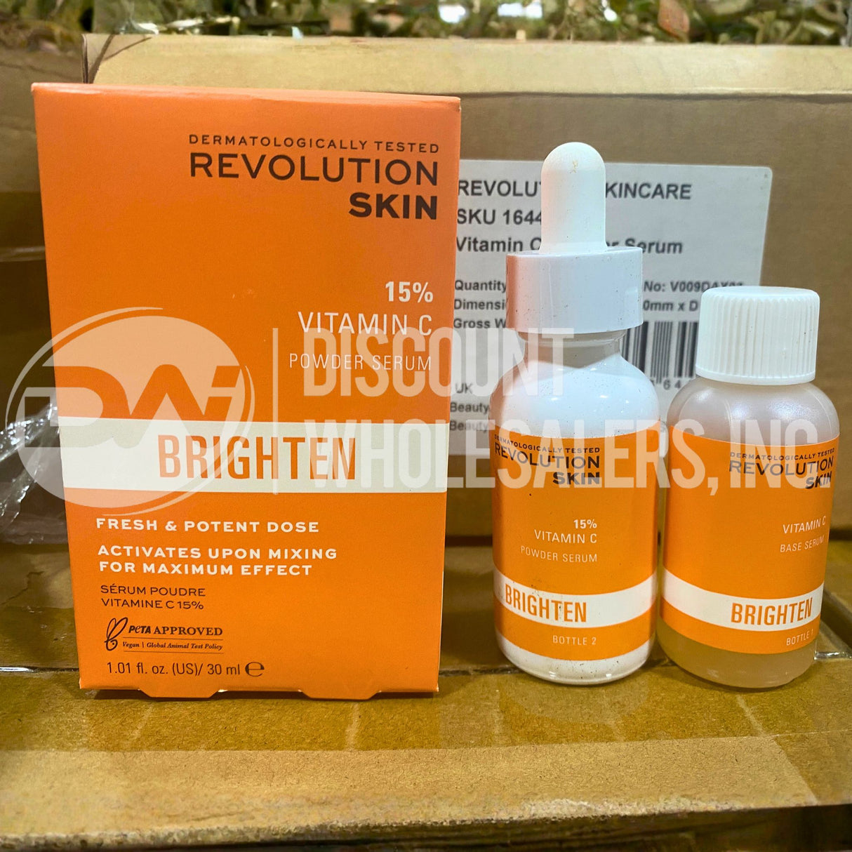 Revolution Skin 15% Vitamin C Powder Serum Brighten Fresh & Potent Dose 1.01 Fl. Oz (36 Pcs Lot)