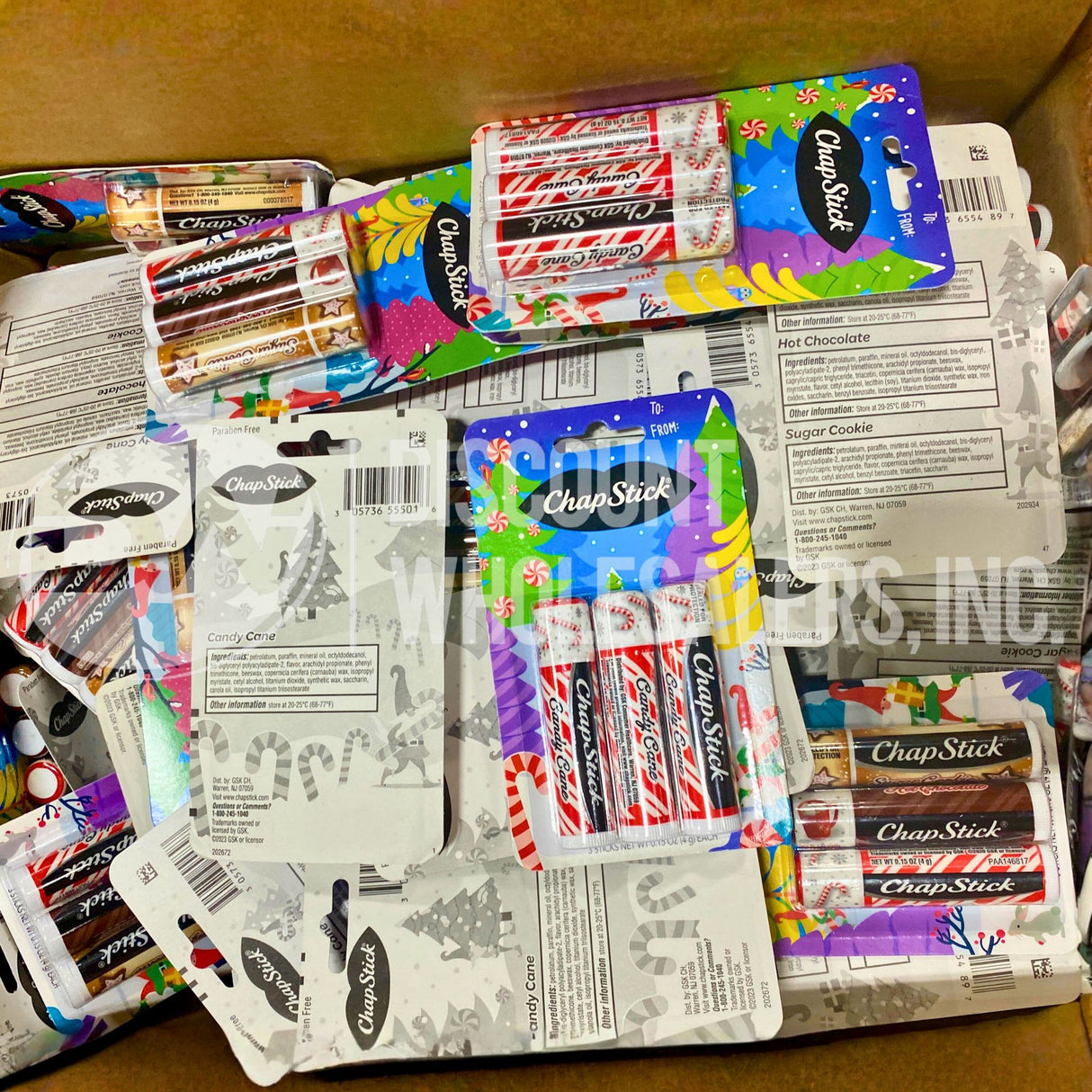 Chapstick Holiday Sugar Cookie and Candy Cane Assorted (100 Pcs Lot)