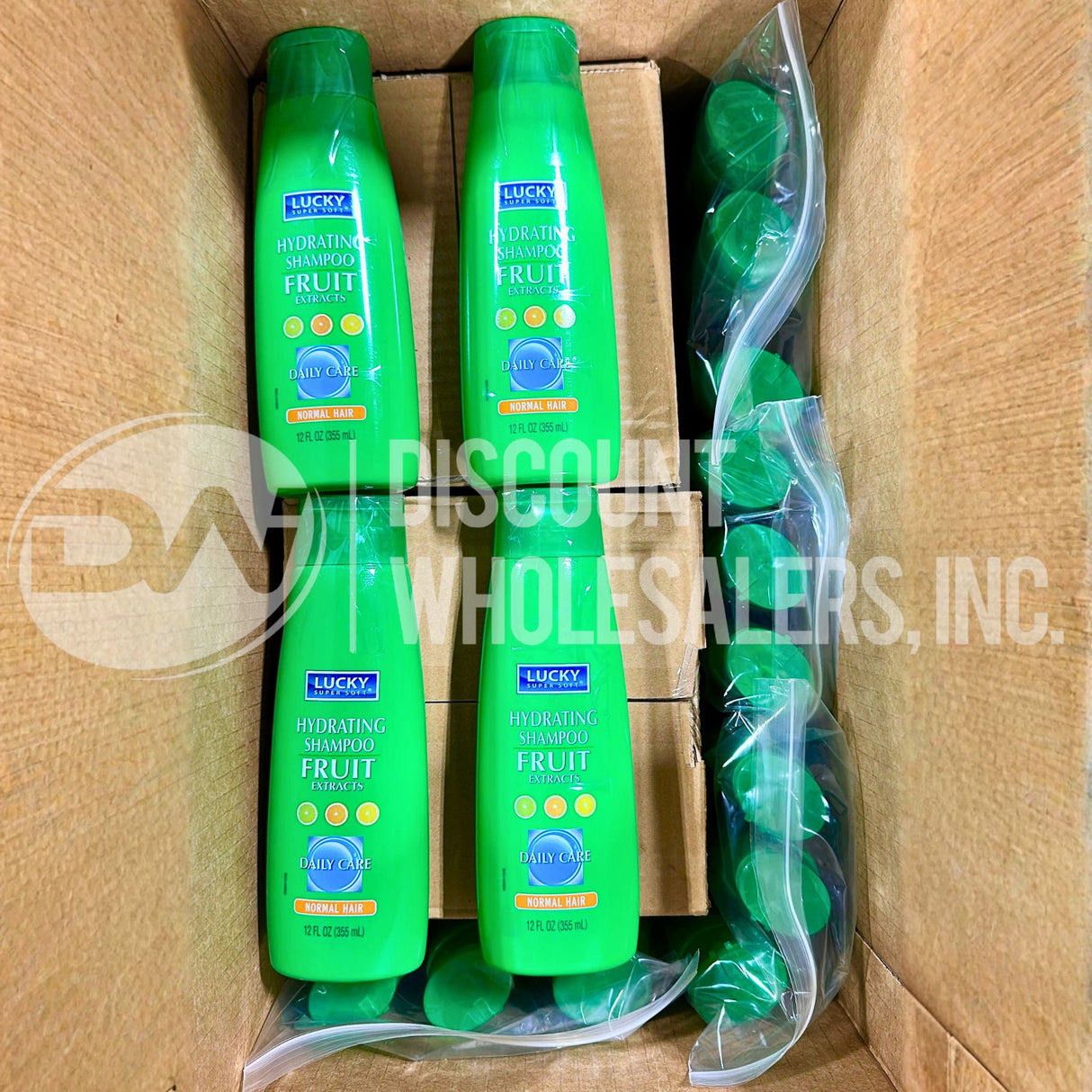 Lucky Super Soft Hydrating Shampoo Fruit Extracts, Daily Care, Normal Hair, 12oz (120 Pcs Lot)
