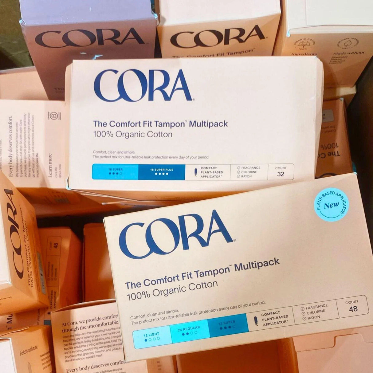 CORA Assorted Count Tampon Packs 100% Organic Cotton