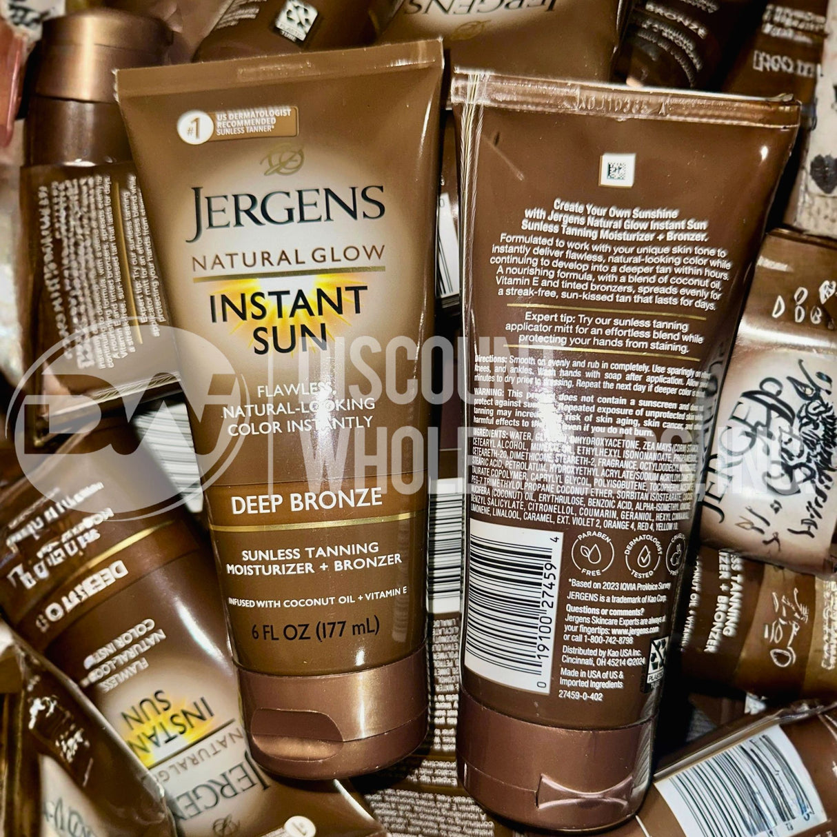 Jergens Natural Glow Deep Bronze Instant Sunless Tanning Moisturizer + Bronzer 6OZ (150 Pcs Lot)