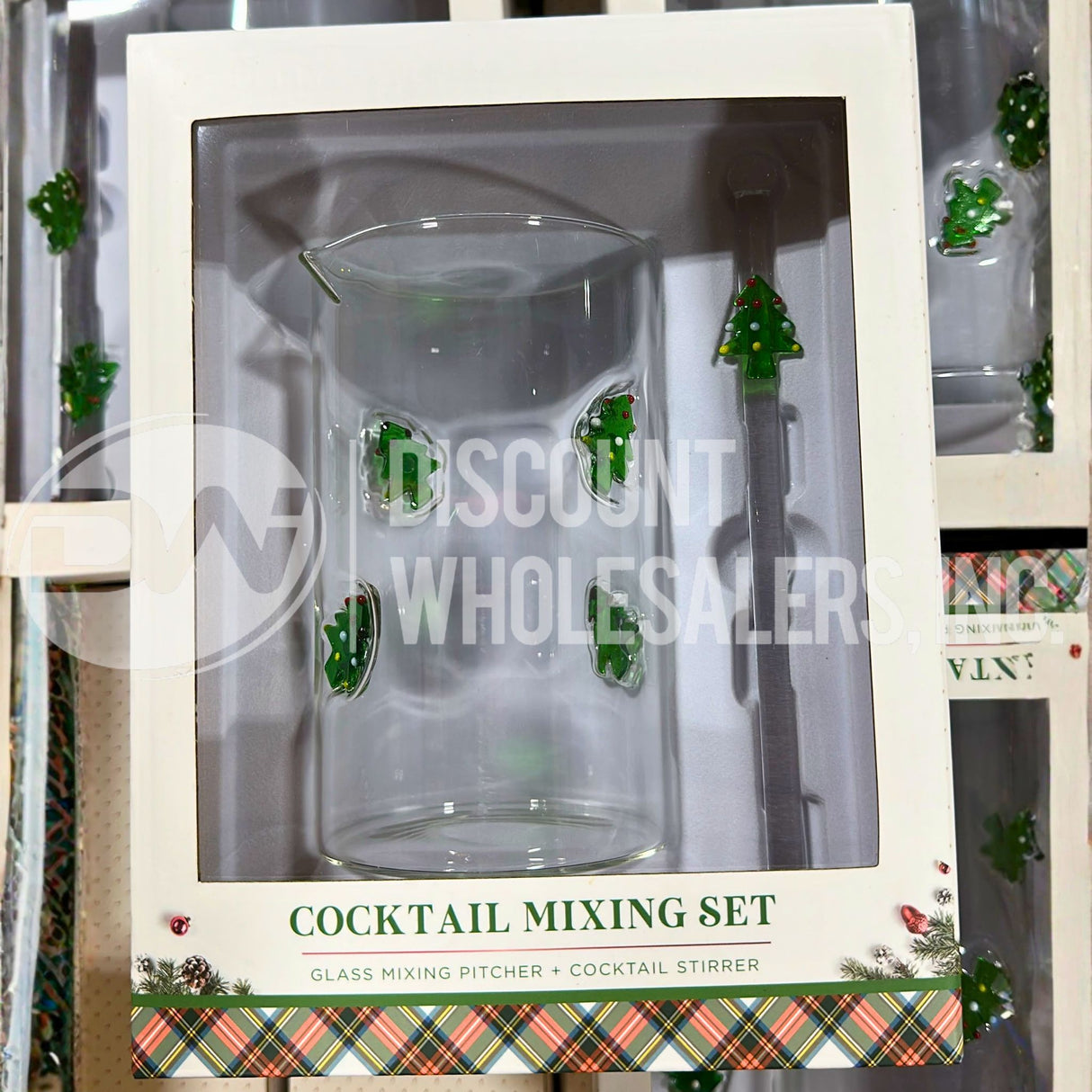 Holiday Cocktail Mixing Set - Glass Mixing Pitcher & Cocktail Stirrer (98 Pcs Lot)