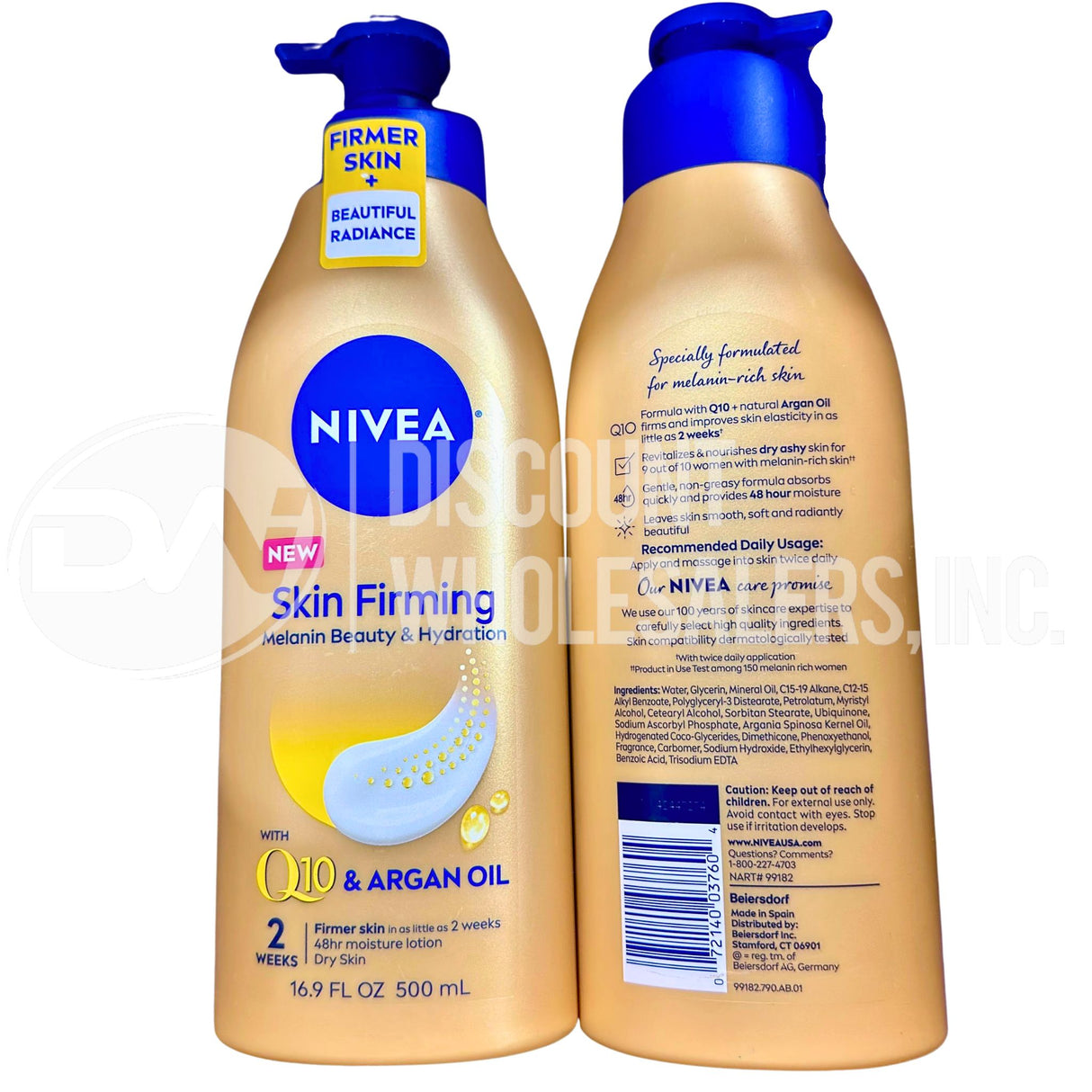 Nivea Skin Firming Melanin Beauty & Hydration Body Lotion w/ Q10 & Argan Oil 16.9 Fl (73 Pcs Lot)