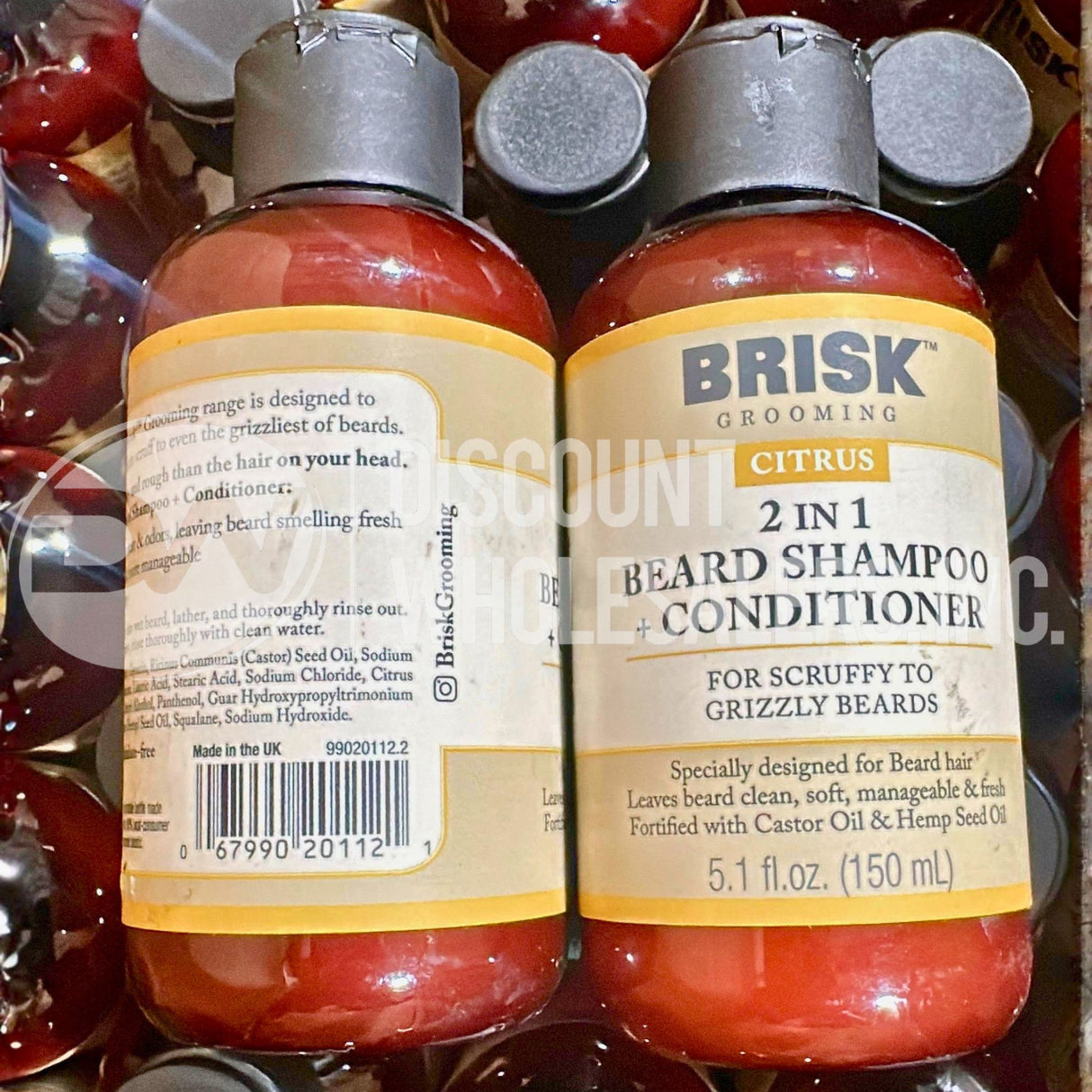Brisk Grooming Citrus 2 In 1 Beard Shampoo + Conditioner 5.1 Fl Oz (168 Pcs Lot)