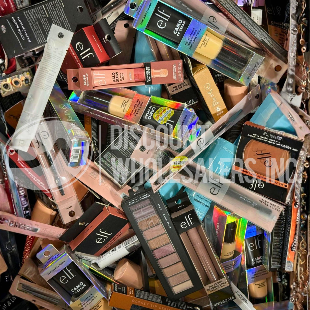 Elf Assorted Makeup Eyeshadow, Lipstick, Primer, Exfoliator and More Different Sizes and Shades (600 Pcs Lot)