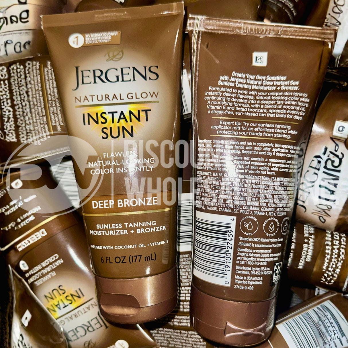 Jergens Natural Glow Deep Bronze Instant Sunless Tanning Moisturizer + Bronzer 6 Oz (73 Pcs Lot)