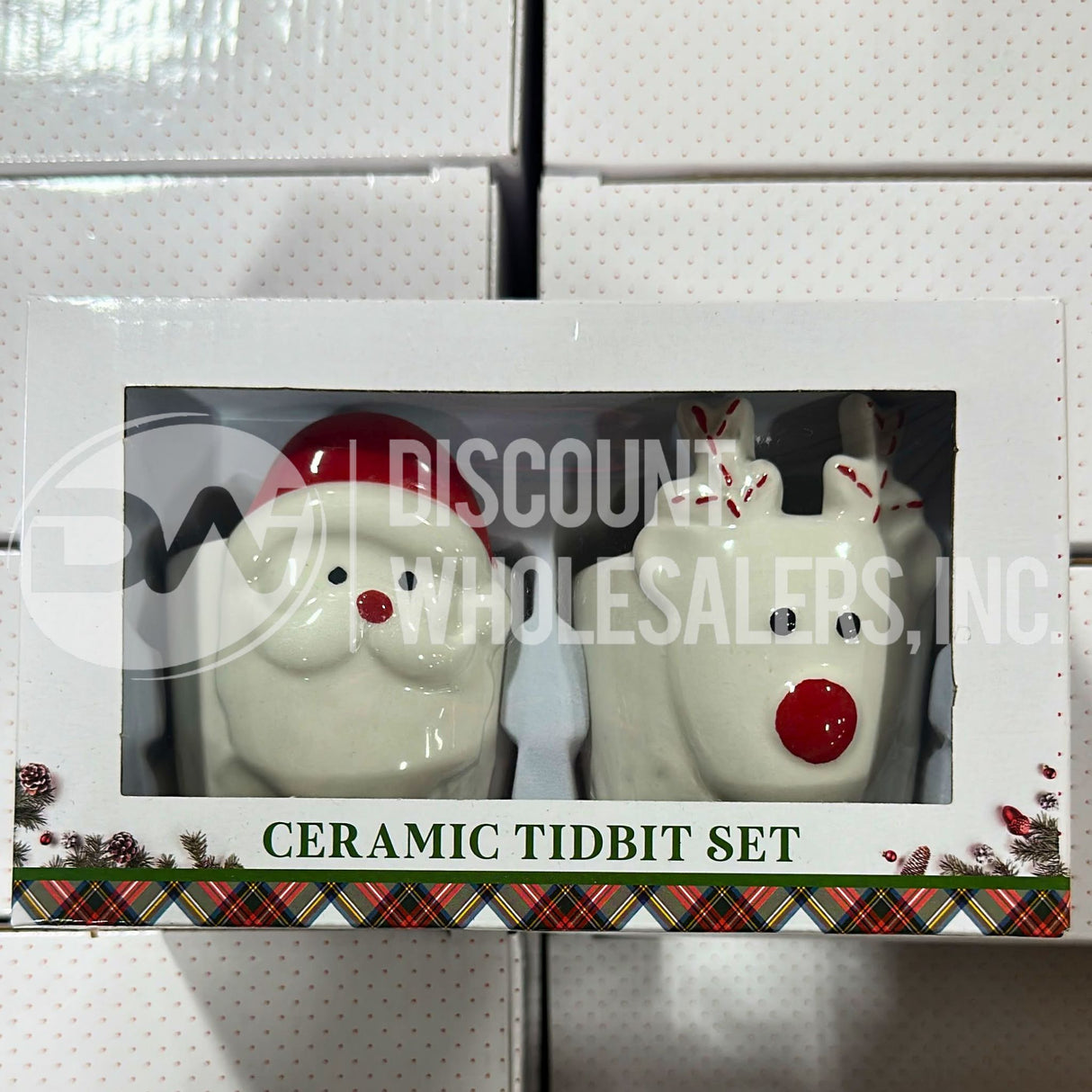Santa & Rudolph Ceramic Tidbit Bowl Set Christmas Gift (160 Pcs Lot)