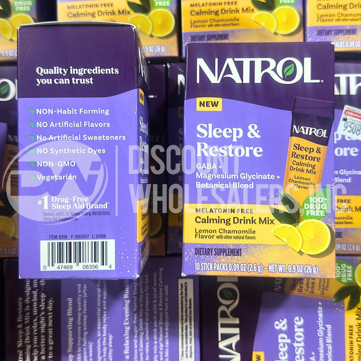 Natrol Sleep & Restore Calming Drink Mix Lemon Chamomile 10 Sticks (94 Pcs Lot)