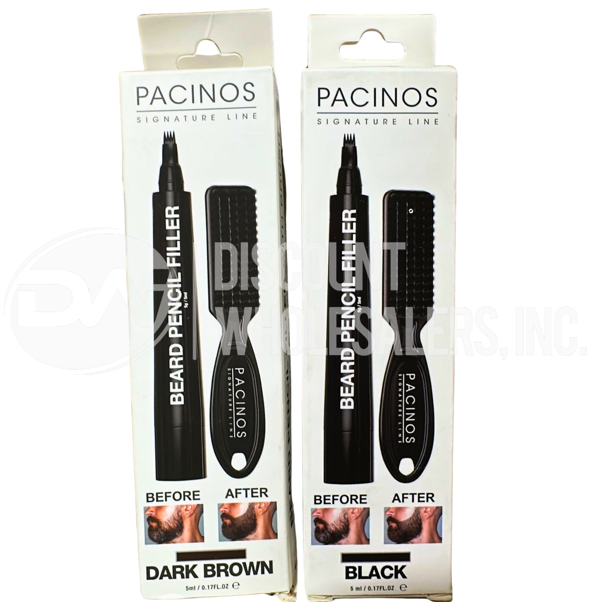 Pacinos Beard Pencil Filler + Brush Dark Brown and Black Color Water Resistant (50 Pcs Lot)