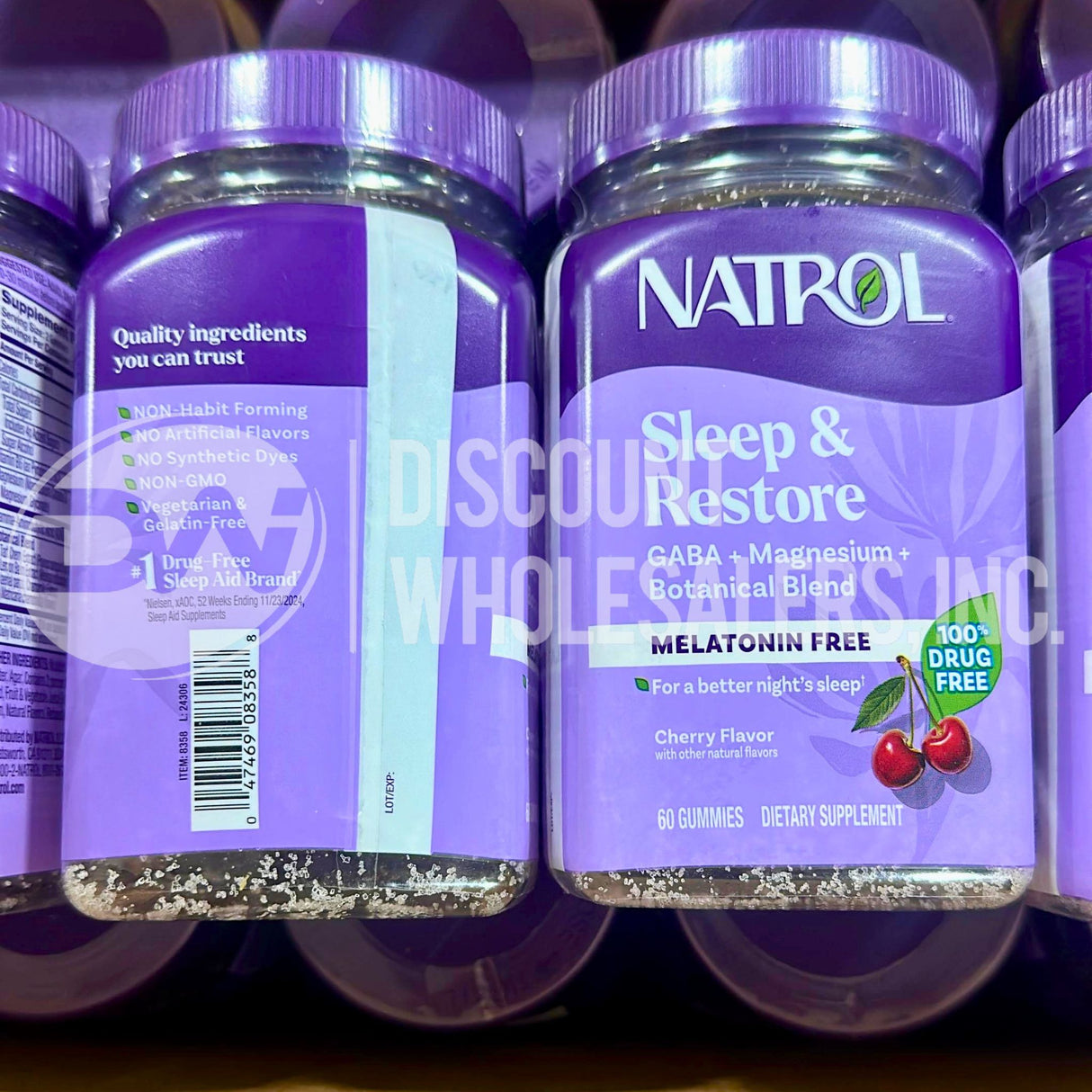 Natrol Sleep & Restore Melatonin Free Gummies Cherry 60 Ct (65 Pcs Lot)
