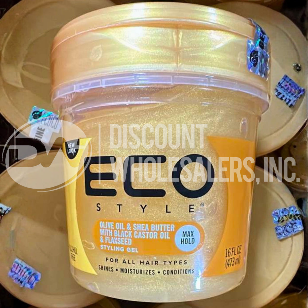 ECO Style Olive Oil & Shea Butter w/Black Castor Oil & Flaxseed Styling Gel 16oz (104 Pcs Lot)