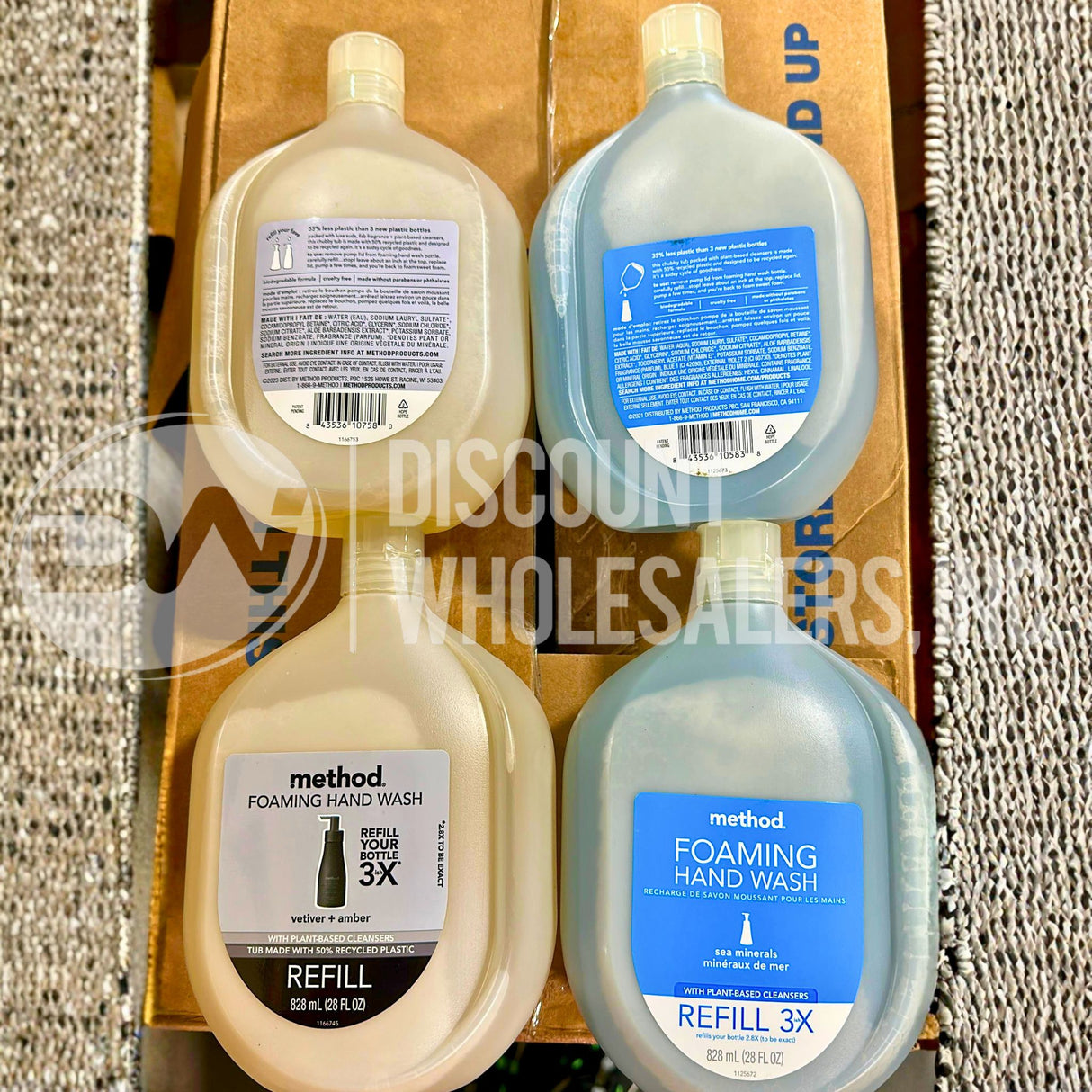 Method Foaming Hand Soap Refill Bottle Sea Minerals And Vetiver+Amber 28 Oz (52 Pcs Lot)