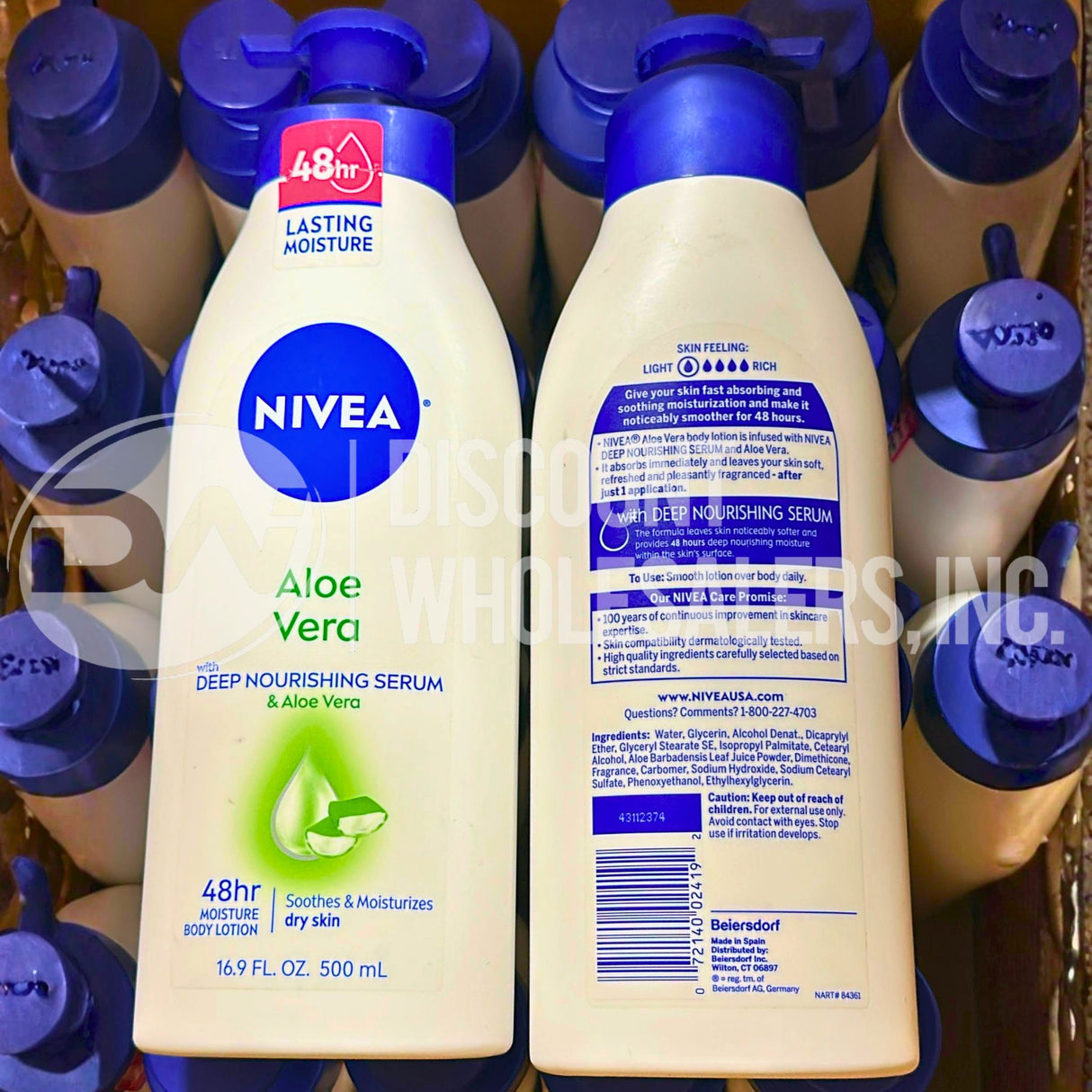 NIVEA Aloe Vera Body Lotion 48 Hr Moisture, Normal to Dry Skin, 16.9oz (75 Pcs Lot)