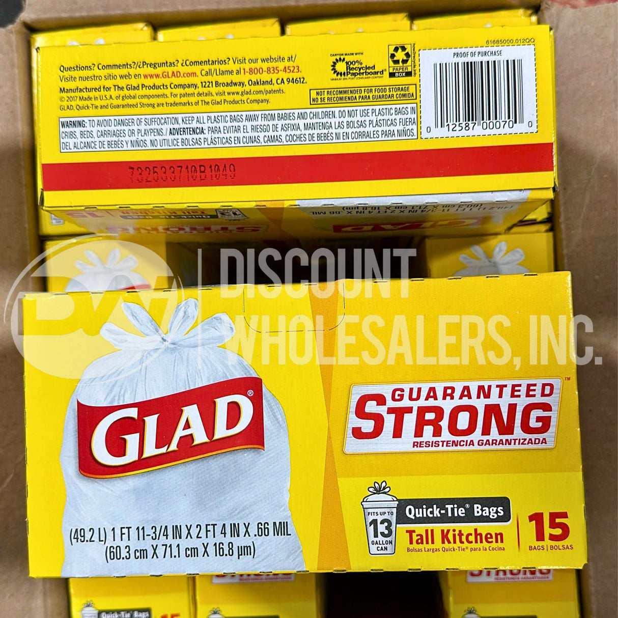 Glad Tall Kitchen Bags, Quick-Tie, 15 Bags (72 Pcs Lot)