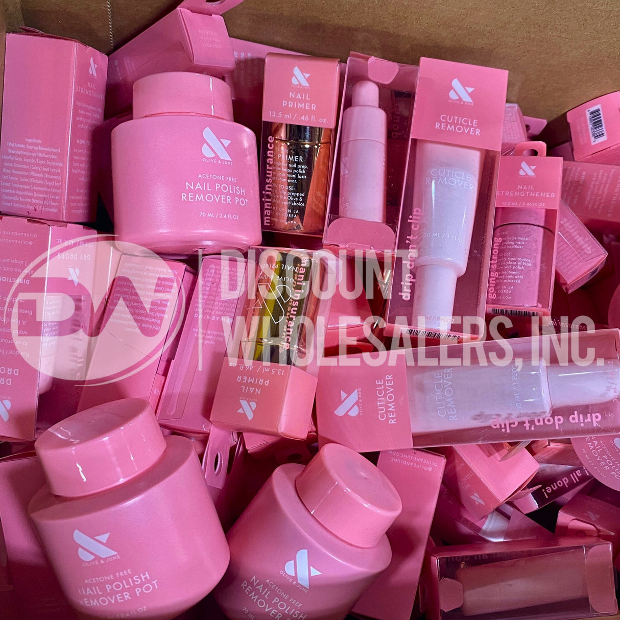 Olive & June Assorted Nail Primer, Dry Drops, Cuticle Remover, Strengthener, and More (100 Pcs Lot)