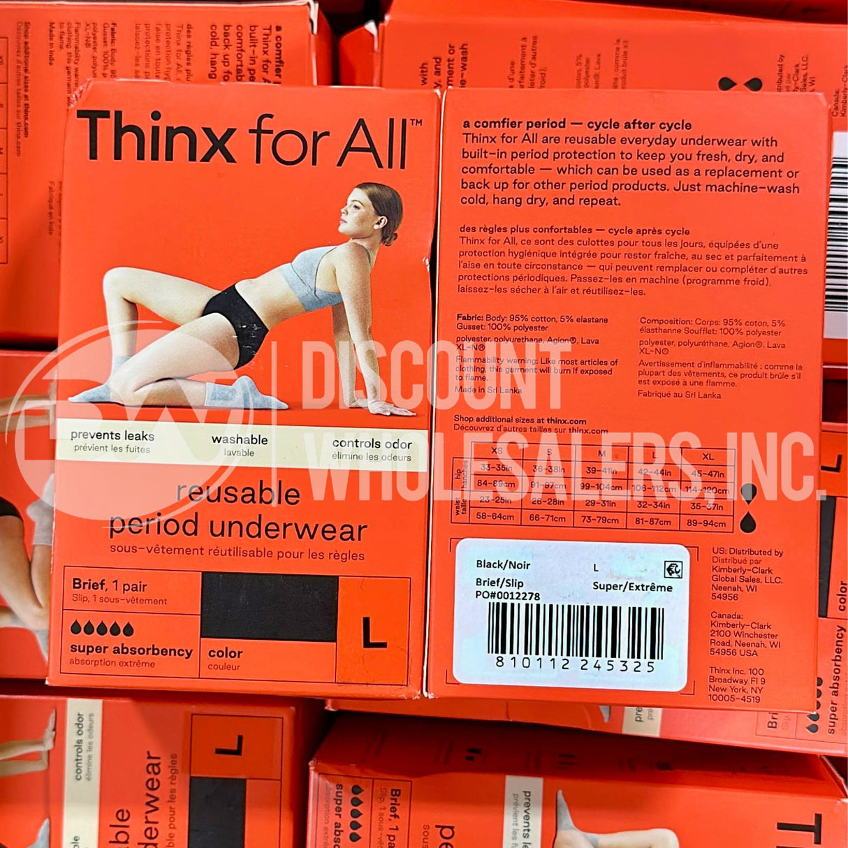 Thinx for All Period Better Underwear Brief Panties Super Absorption Large Black (276 Pcs Lot)