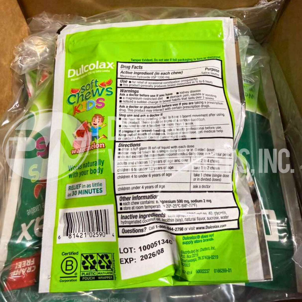 Dulcolax Soft Chews Kids Laxative 15 Soft Chews Watermelon (48 Pcs Lot)