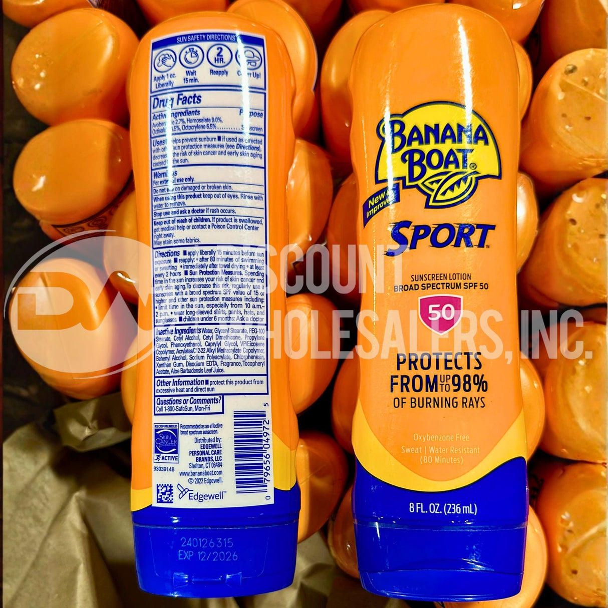Banana Boat Sport SPF 50 Sunscreen Lotion, 8oz (73 Pcs Lot)