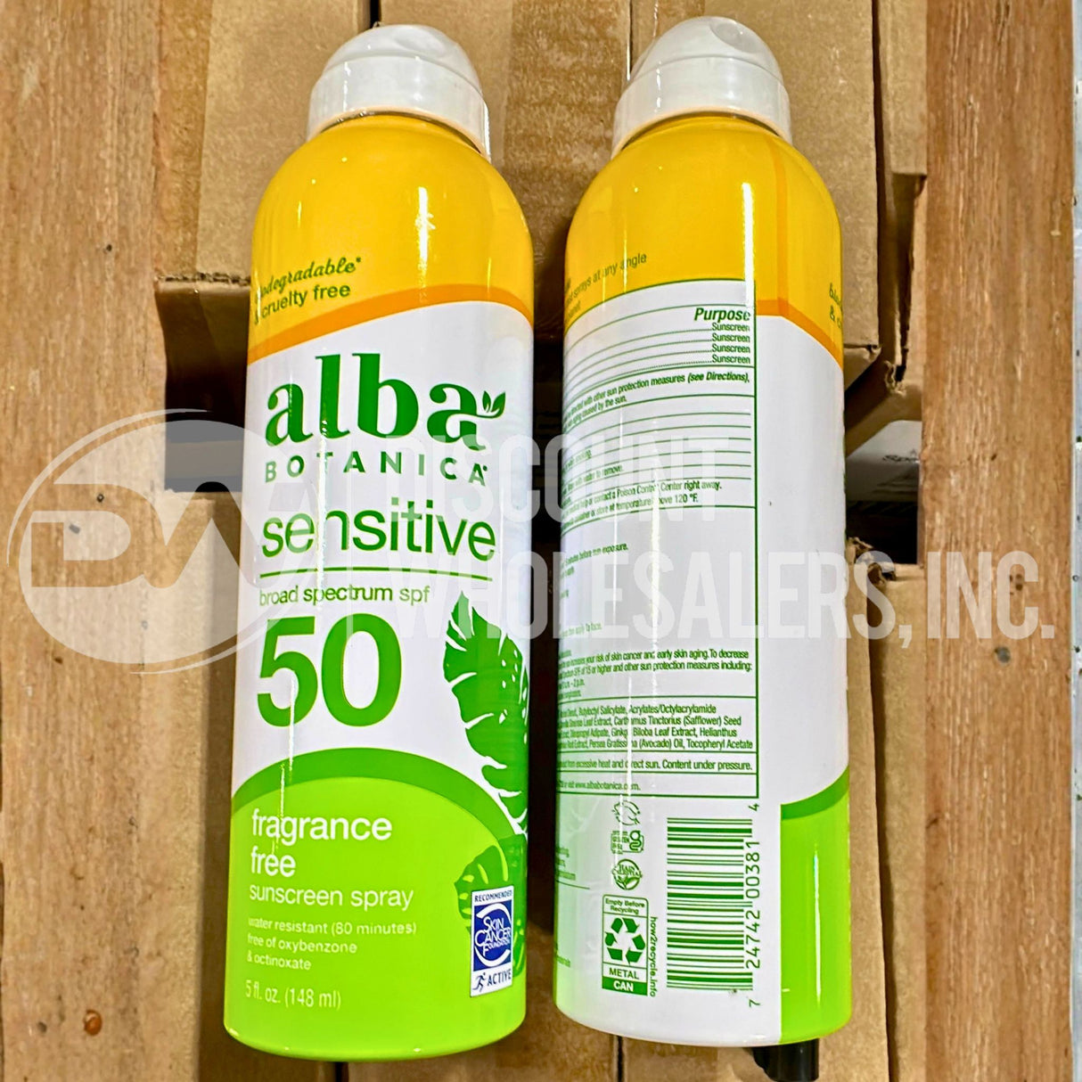 Alba Botanica SPF 50 Sensitive Sunscreen Spray Fragrance Free 5 Ounce (108 Pcs Lot)