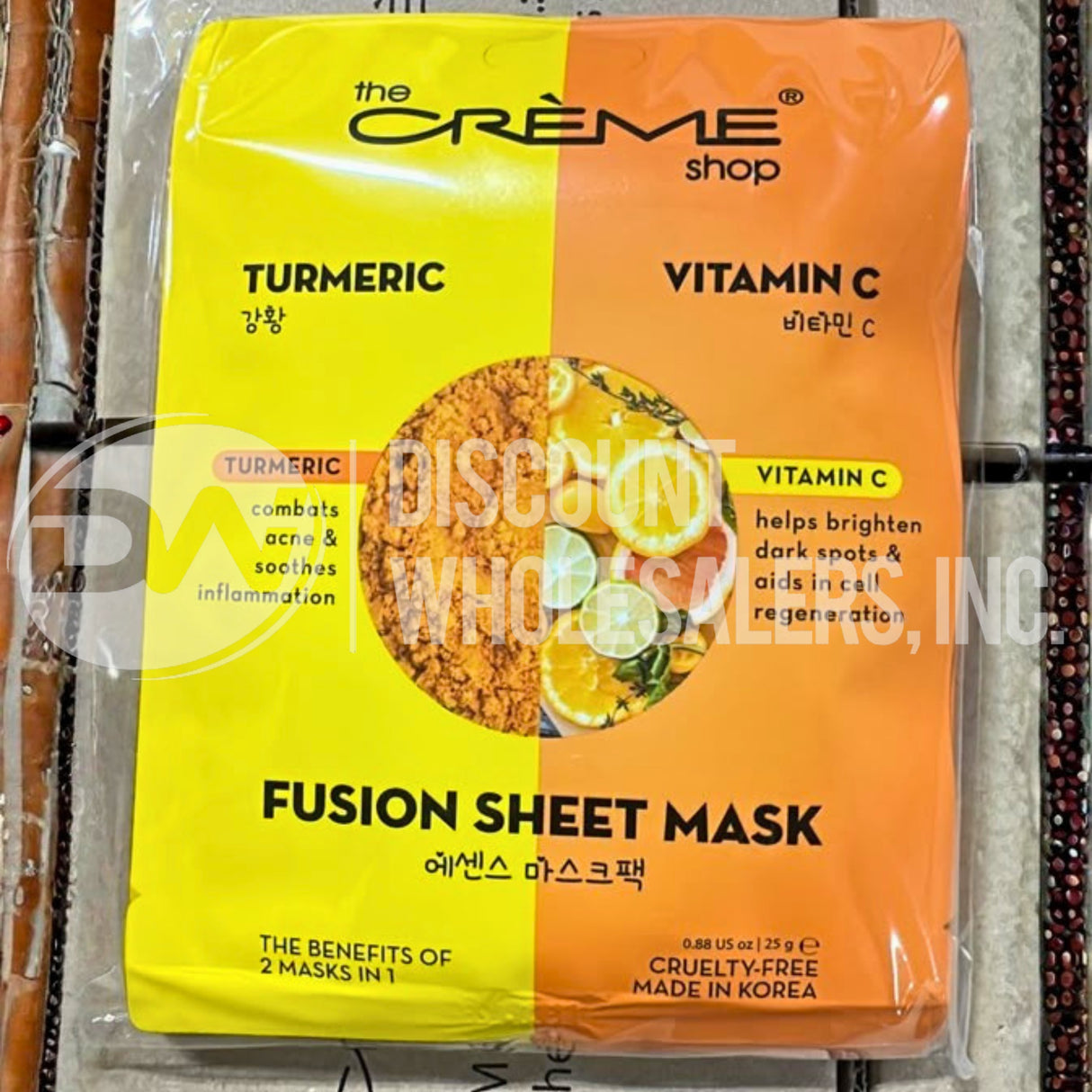 The Creme Shop Fusion Sheet Mask with Turmeric + Vitamin C 2 Masks in 1 (288 Pcs Lot)
