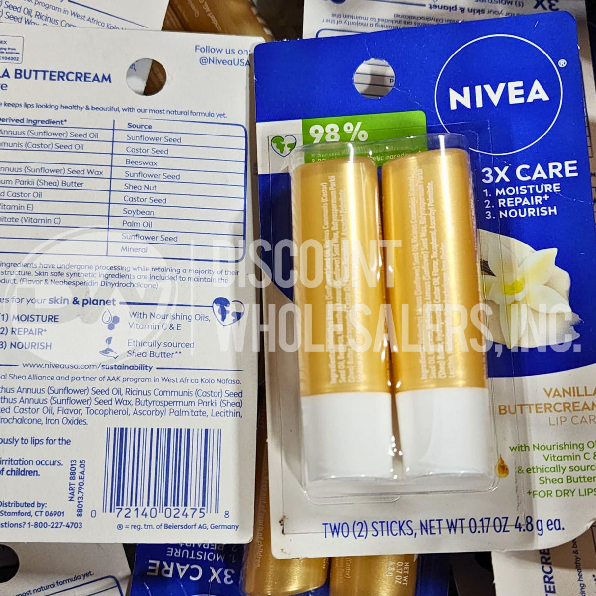 Nivea All-Day Lip Care Duo Vanilla Buttercream 0.17 OZ (140 Pcs Lot)