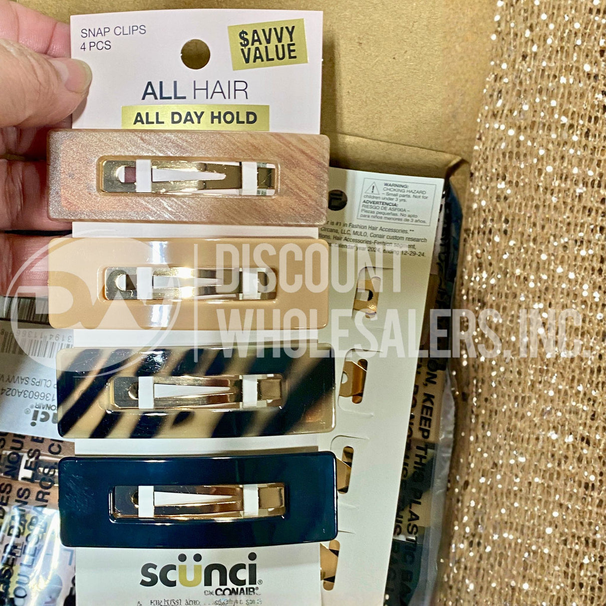 Scunci Large Rectangle Fashion Snap Clips Differents Shades (120 Pcs Lot)