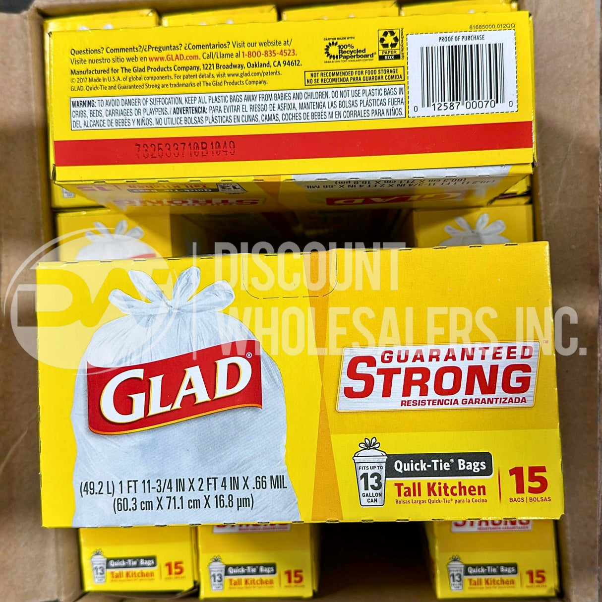 Glad Tall Kitchen Bags, Quick-Tie, 15 Bags (90 Pcs Lot)