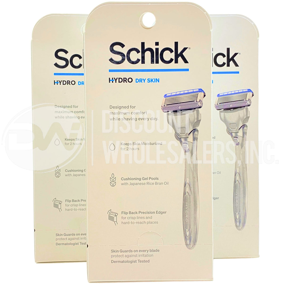 Schick Hydro Dry Skin 1 Razor + 2 Cartridges , 5 Blades 2 Hour Moisturizing Japanese Rice Bran Oil (70 Pcs Lot)