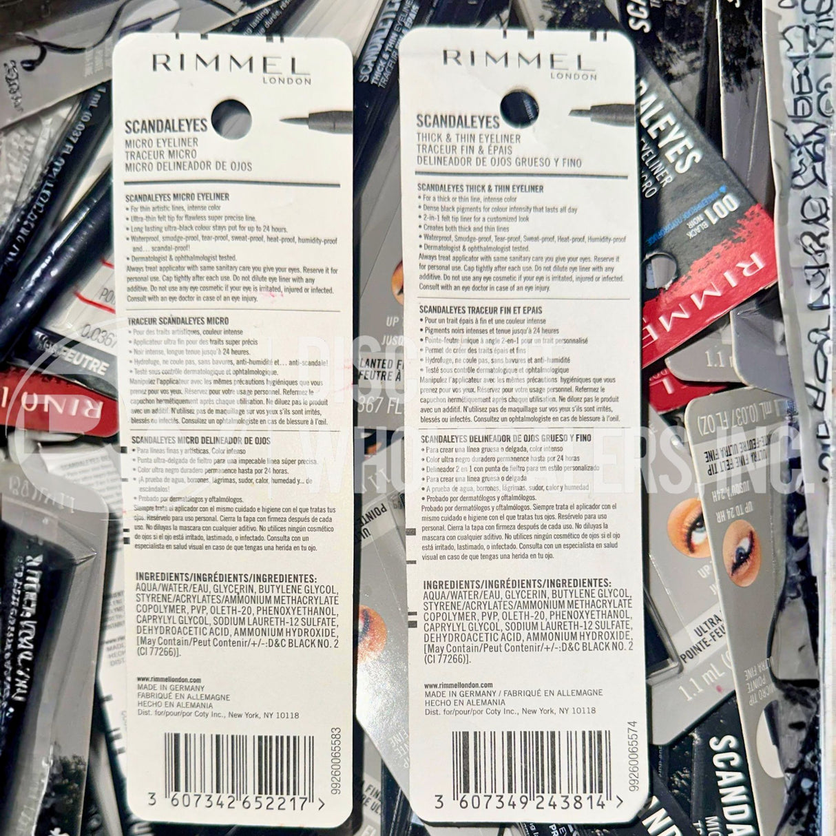 Rimmel Scandaleyes Micro Eyeliner And Thick & Thin 001 Black Waterproof Mix (143 Pcs Lot)
