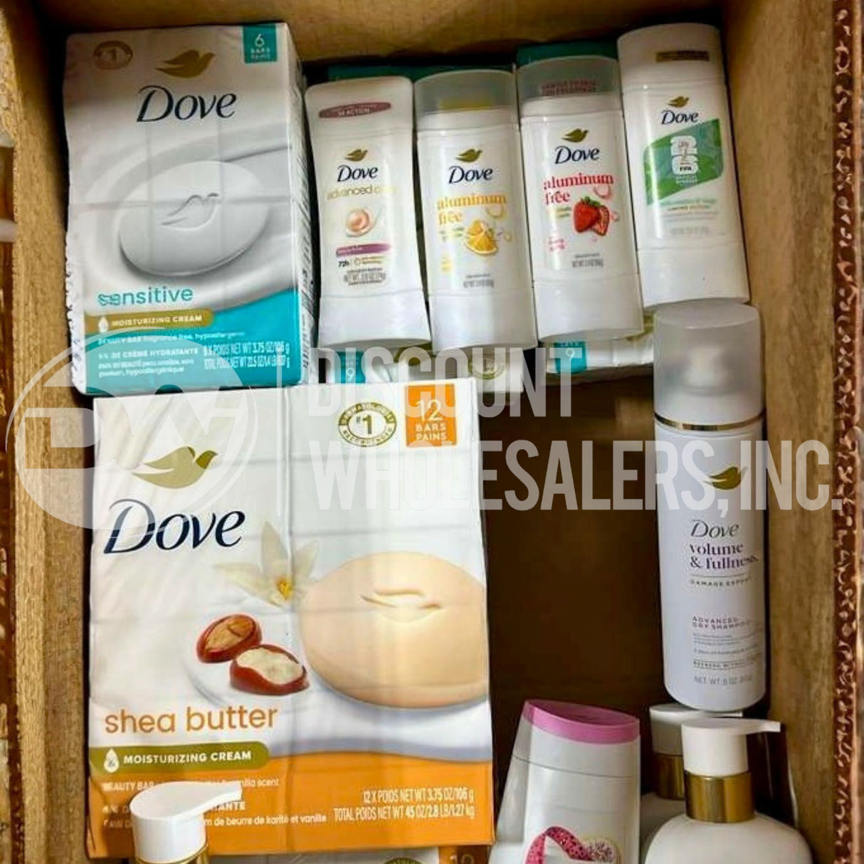 Dove Assorted Shampoo, Conditioner, Bar Soap, Deodorant And More Different Sizes (60 Pcs Lot)
