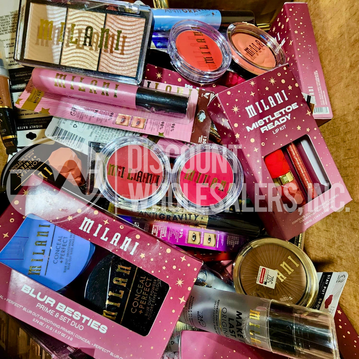 Milani Assorted Makeup Eyeshadows, Mascaras, Blush, Concealer, Foundation, Lipgloss and More Different Shades (200 Pcs Lot)