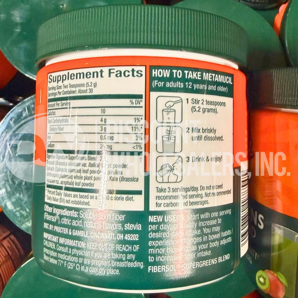 Metamucil Supergreens Digestive Blend Fiber Supplement 5.5 oz Kiwi Apple (120 Pcs Lot)