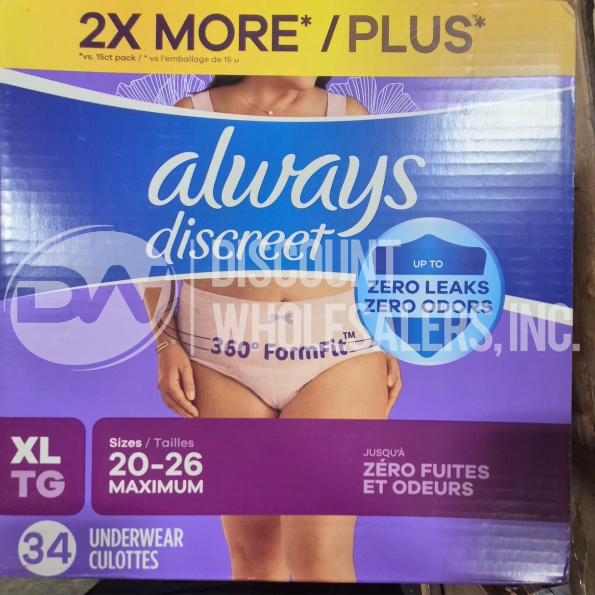 Always Discreet Underwear Culottes Assorted Sizes (45 Pcs Per Pallet)