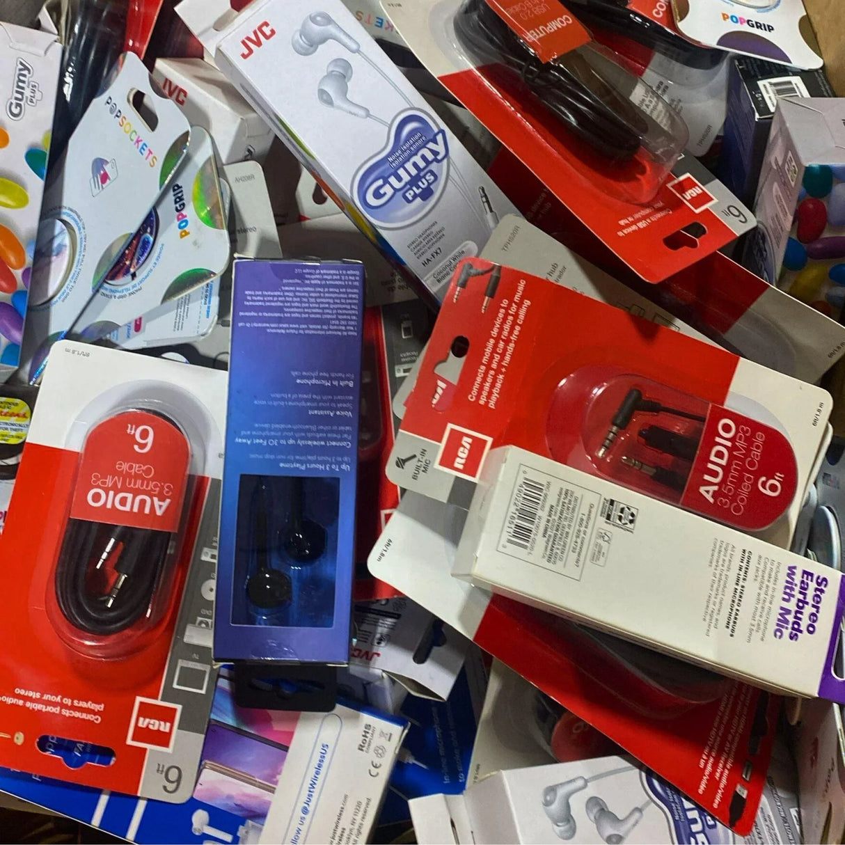 Cables Mix includes Earbuds , Charging Cables