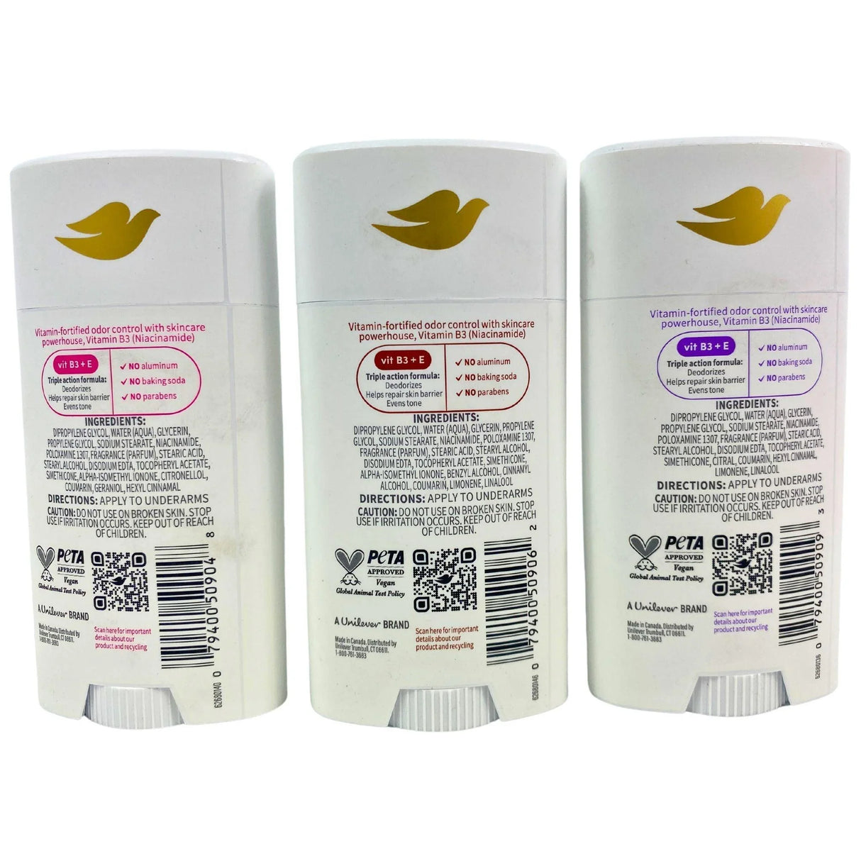 Dove Vitamin Care+ 72h Deodorant Assorted Scents 2.6oz (36 Pcs Lot)