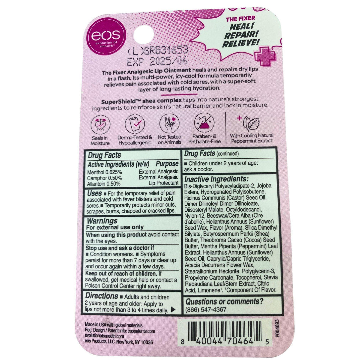 Eos Evolution Of Smooth Medicated Analgesic Lip Ointment