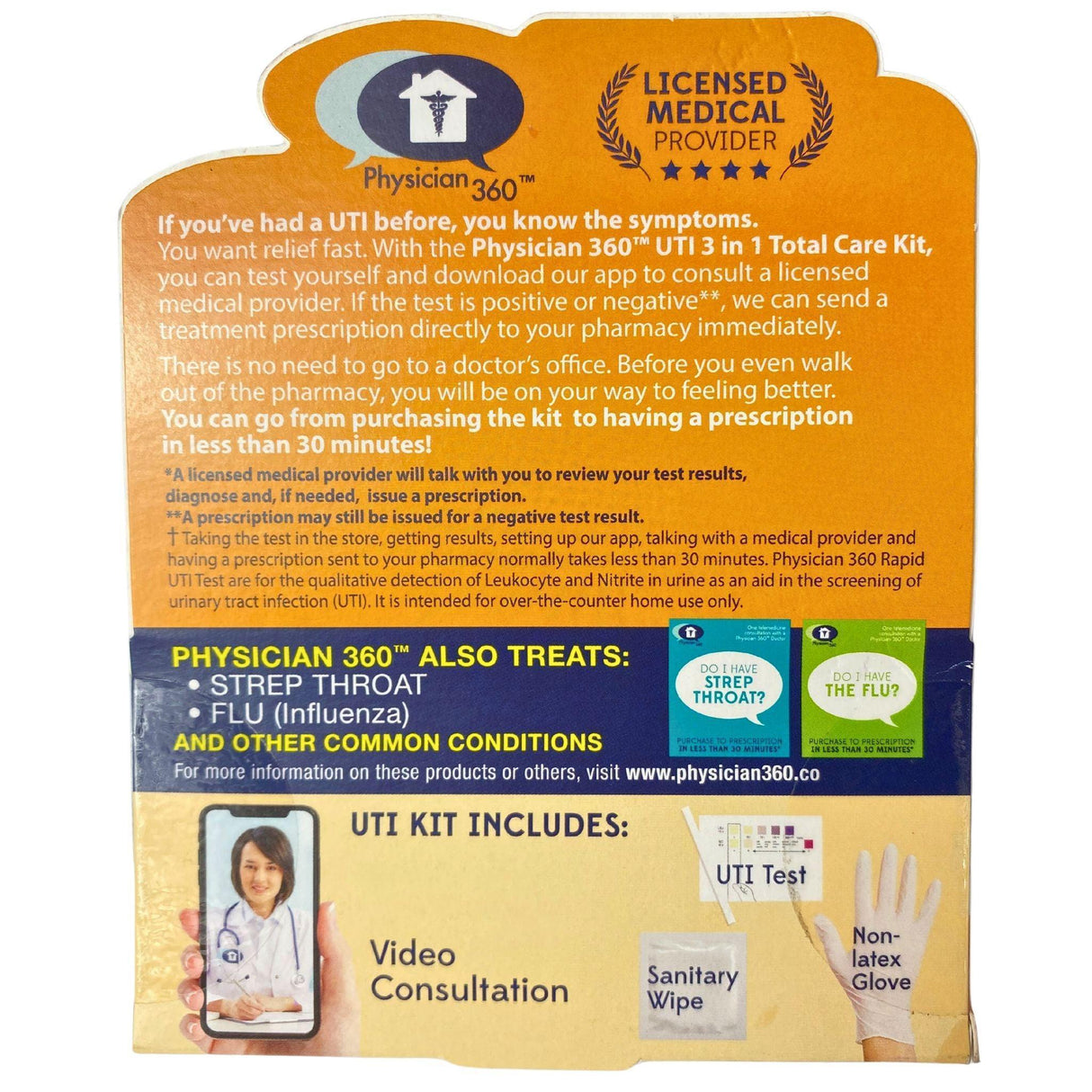 Physician 360 Urinary Tract Infection 3 in 1 Total Care Kit