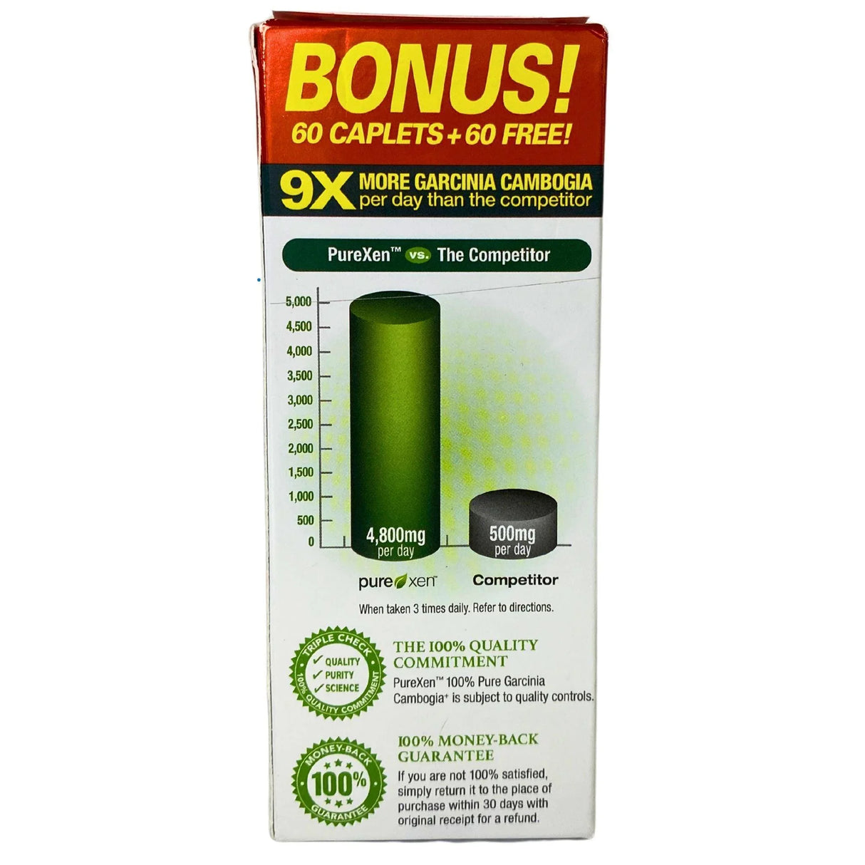 Pure - Xen 100% Pure Garcinia + Cambogia Lose Weight with Green Coffee Gluten Free Non Stimulant 120 Veggie Caplets (40 Pcs Lot)