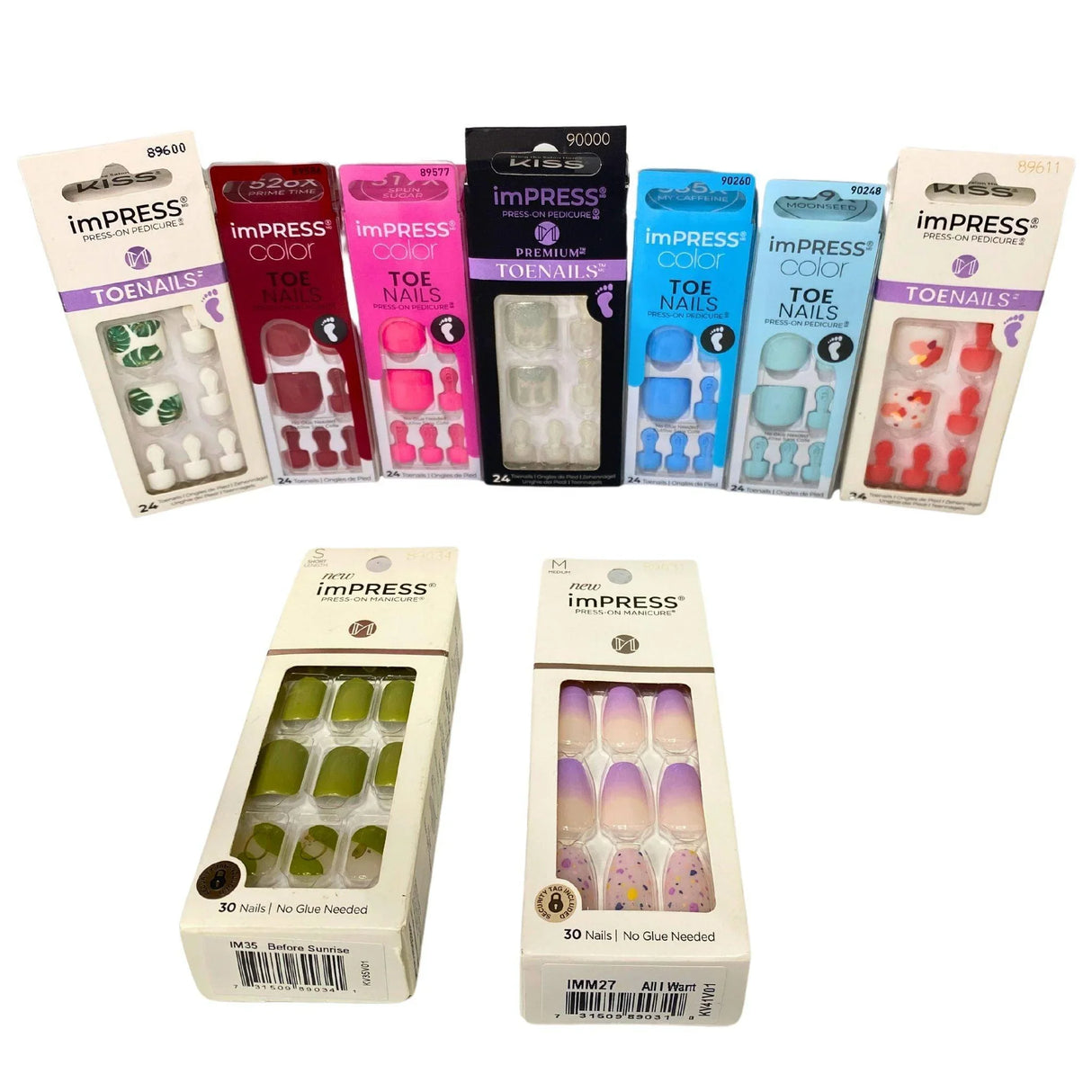 imPRESS Assorted Press On Toe Nails & Finger Nails Assorted Colors & Lengths