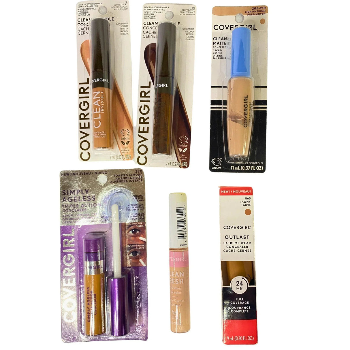 Covergirl Concealers Assorted Mix includes Hydrating , Matte , Assorted Shades