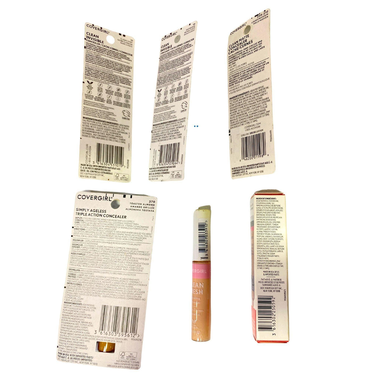 Covergirl Concealers Assorted Mix includes Hydrating , Matte , Assorted Shades