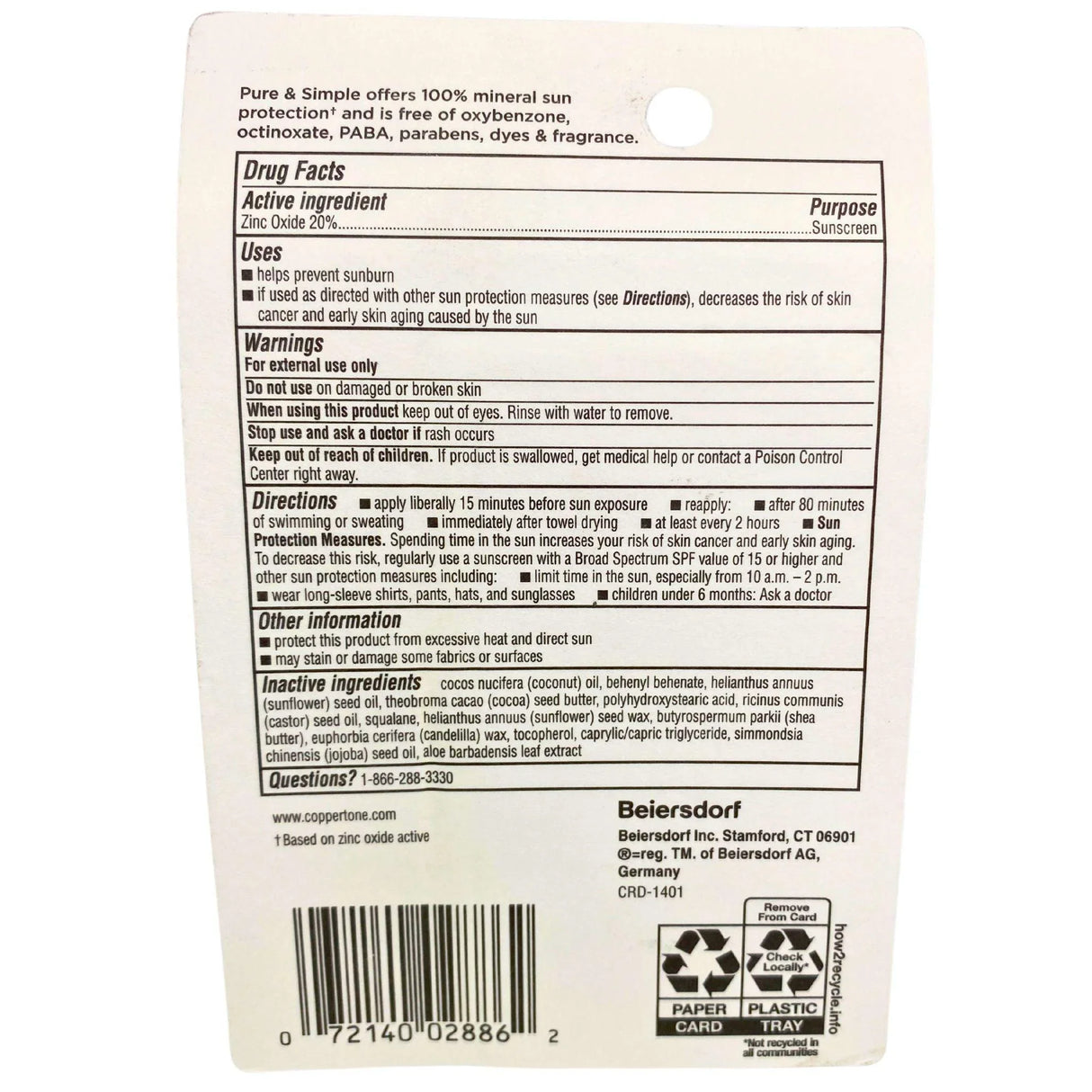 Coppertone Zinc Oxide Sunscreen Pure & Simple Baby 50 + Cocoa Butter 0.49OZ (70 Pcs Lot)