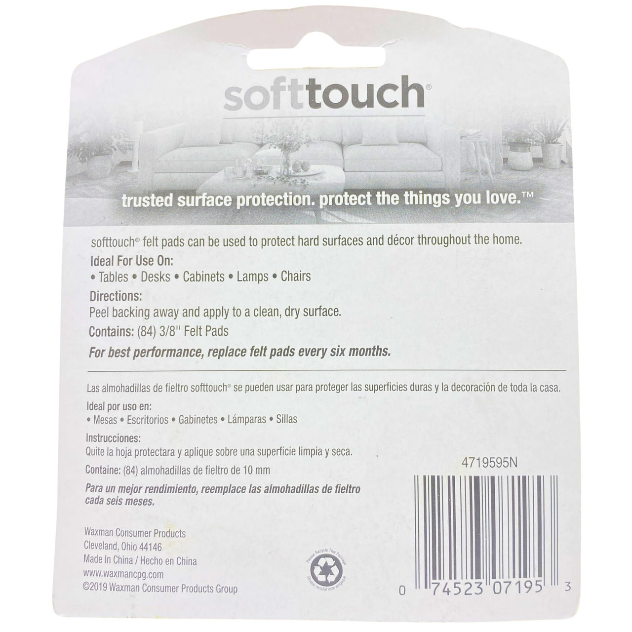 Soft Touch Felt Pads 84 self Stick Pieces 3/8" Premium Surface Protection 